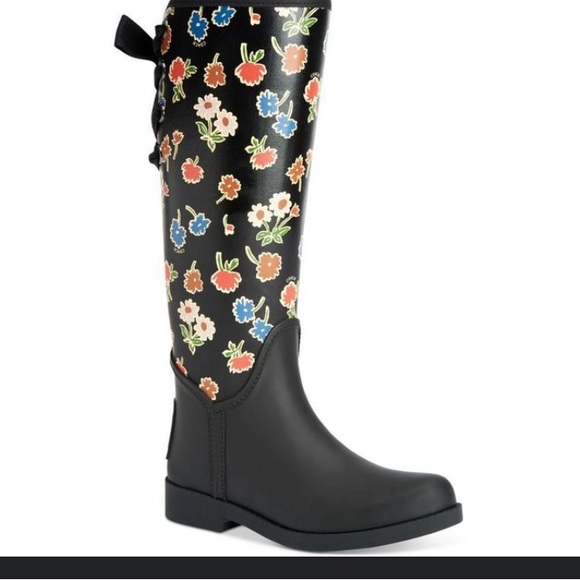 NWOT Coach TRISTEE Black & Multicolor Floral Rainboots RARE WOMAN - Picture 2 of 8